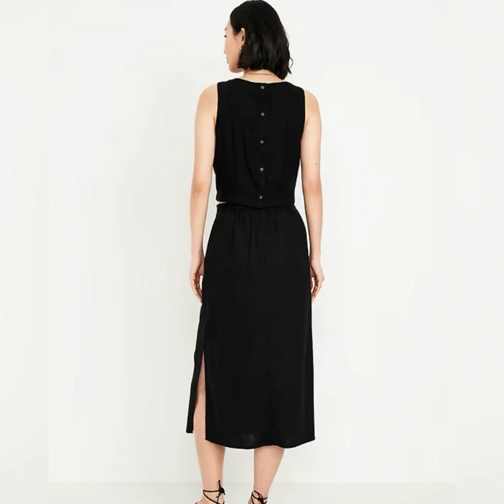 Mid-Rise Linen-Blend Midi Skirt - worn once - Picture 3 of 5